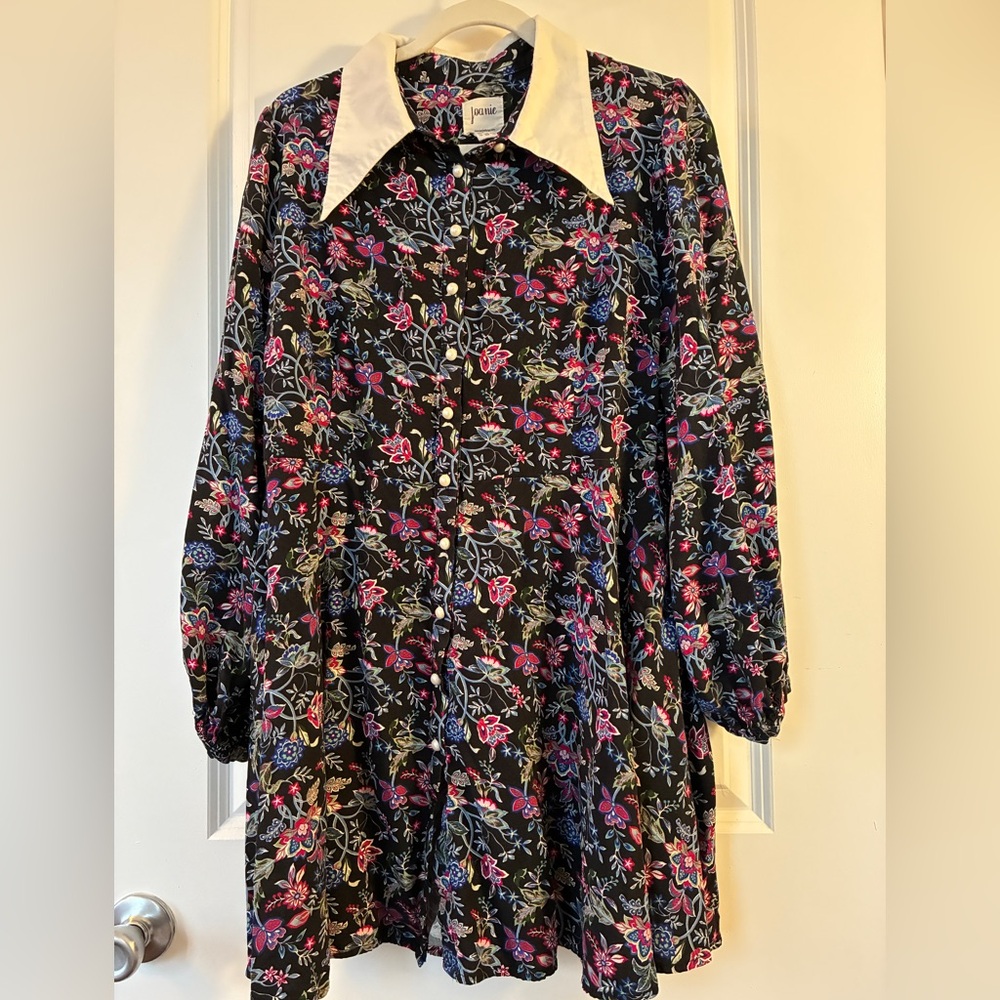 Joanie Floral Long Sleeve Dress with White Collar